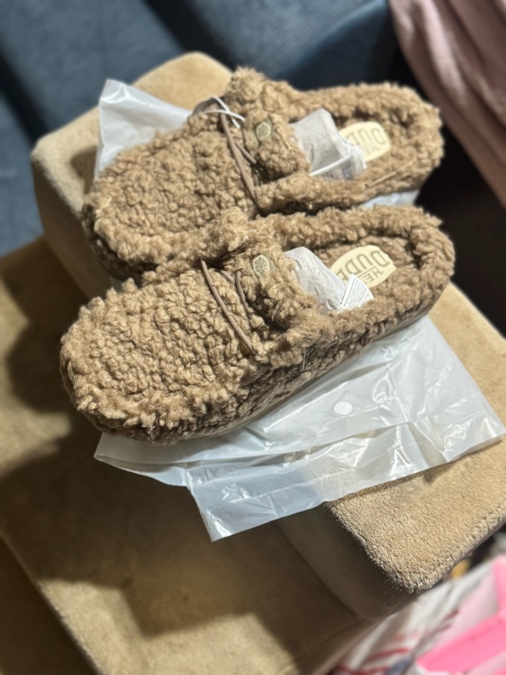 Hey Dude Wendy Fuzzy Slipoers WOMENS  9 TIMBER Wolf